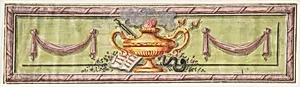 Ornamental Panel with Flaming Lamps and Sheet Music by Anonymous, French, 19th century