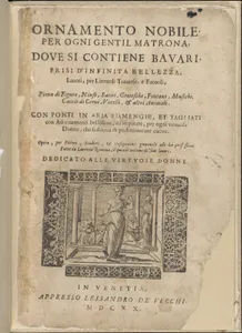 Ornamento nobile...Fatta da Lucretia Romana (Libro V of the Corona), title page (recto)