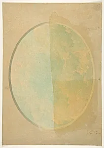 Oval design for a ceiling painted with clouds