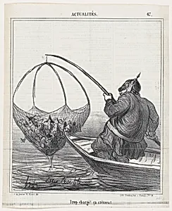 Overloaded! It is going to burst!, from 'News of the day,' published in Le Charivari, April 16, 1867 by Destouches|Arnaud de Vresse|Honoré Daumier