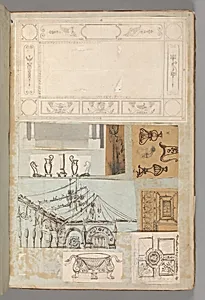 Page from a Scrapbook containing Drawings and Several Prints of Architecture, Interiors, Furniture and Other Objects by Charles Percier|Pierre François Léonard Fontaine