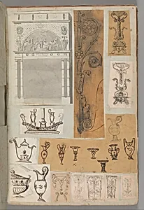 Page from a Scrapbook containing Drawings and Several Prints of Architecture, Interiors, Furniture and Other Objects by Pierre François Léonard Fontaine|Charles Percier