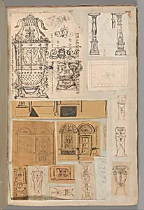 Page from a Scrapbook containing Drawings and Several Prints of Architecture, Interiors, Furniture and Other Objects by Pierre François Léonard Fontaine|Charles Percier
