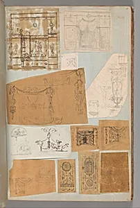 Page from a Scrapbook containing Drawings and Several Prints of Architecture, Interiors, Furniture and Other Objects by Pierre François Léonard Fontaine|Charles Percier
