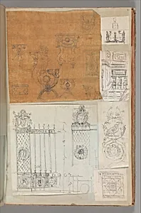Page from a Scrapbook containing Drawings and Several Prints of Architecture, Interiors, Furniture and Other Objects by Charles Percier|Pierre François Léonard Fontaine