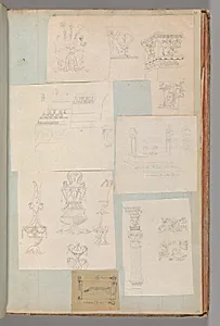 Page from a Scrapbook containing Drawings and Several Prints of Architecture, Interiors, Furniture and Other Objects by Charles Percier|Pierre François Léonard Fontaine