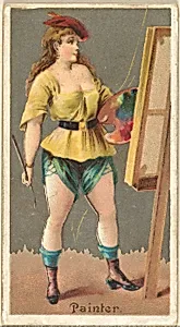 Painter, from the Occupations for Women series (N166) for Old Judge and Dogs Head Cigarettes by Goodwin & Company