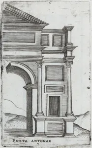 Palatium Maius Ro, from a Series of Prints depicting (reconstructed) Buildings from Roman Antiquity by Monogrammist G.A. & the Caltrop