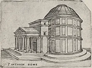 Pantheon Rome, from a Series of 24 Depicting (Reconstructed) Buildings from Roman Antiquity by Monogrammist G.A. & the Caltrop|Anonymous, Italian, 16th century