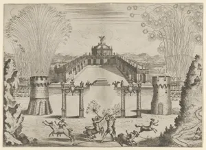 Pantomime with fireworks performed for the marriage of Emperor Leopold I to the Infanta Margarita of Spain in Vienna, 1666