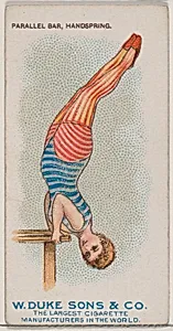 Parallel Bar, Handspring, from the Gymnastic Exercises series (N77) for Duke brand cigarettes by W. Duke, Sons & Co.