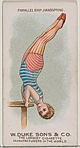 Parallel Bar, Handspring, from the Gymnastic Exercises series (N77) for Duke brand cigarettes by W. Duke, Sons & Co.