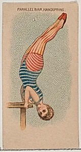 Parallel Bar, Handspring, from the Gymnastic Exercises series (N77) for Duke brand cigarettes by W. Duke, Sons & Co.
