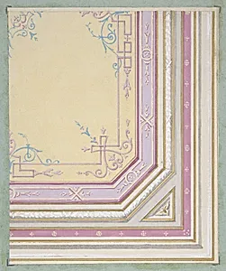 Partial design for the painted decoration of a ceiling by Jules-Edmond-Charles Lachaise|Eugène-Pierre Gourdet