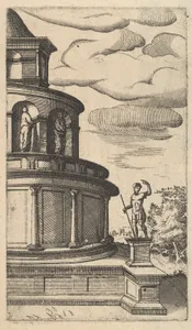 Partial view of a Building [Sepulchrum Adriani] from the series 'Ruinarum variarum fabricarum delineationes pictoribus caeterisque id genus artificibus multum utiles'