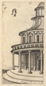 Partial view of a Building [Templum Iovis Ultoris) from the series 'Ruinarum variarum fabricarum delineationes pictoribus caeterisque id genus artificibus multum utiles'