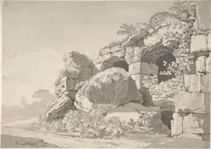 Partial View of the Colosseum; verso: Sketch of the Temple of Minerva Medicea