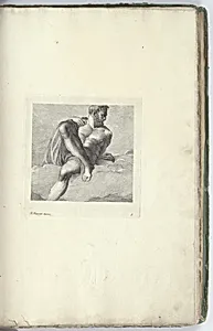 Partially Nude Man Reclining on Clouds, from Varie pitture a fresco de'principali maestri veneziani ora per la prima volta con le stampe pubblicate (Frescoes by the Most Important Venetian Masters Published in Print for the First Time), plate 8 by Antonio Maria Zanetti II|Jacopo Tintoretto (Jacopo Robusti)