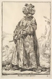 Pasha grasping a sword at his hip with both hands, from "Caravan of the Sultan to Mecca" (Caravane du Sultan à la Mecque)