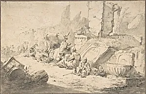 Pastoral Landscape with Roman Ruins