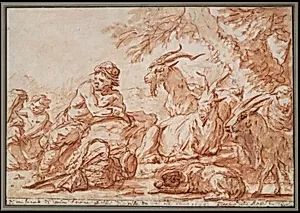 Pastoral Scene: A Herdsman and His Family, with Goats by Philipp Peter Roos