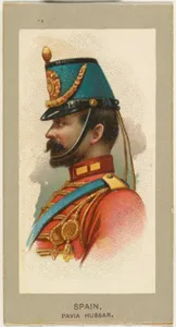 Pavia Hussar, Spain, from the Military Uniforms series (T182) issued by Abdul Cigarettes