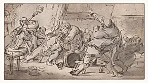 Peasants fighting in an inn