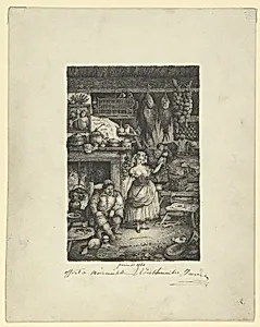 Peasants' interior with spinner