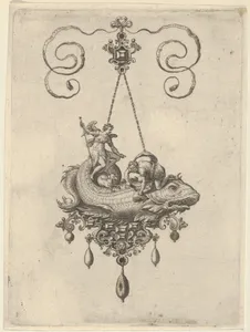 Pendant Design with a Fish Carrying Tobias and the Angel