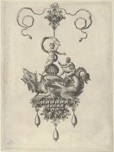 Pendant Design with a Winged Sea Monster Carrying Venus Anadyomene on a Shell and a Man with an Oar