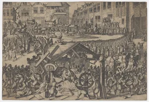 People celebrating at the coronation of Ferdinand II in Frankfurt