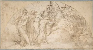Perseus Beheading Medusa (recto); Studies of a Child and Ornament Sketches (verso)
