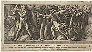 Perseus changing Atlas into a mountan with the head of Medusa, from Perseus and the Golden Apples by Cherubino Alberti (Zaccaria Mattia)|Polidoro da Caravaggio