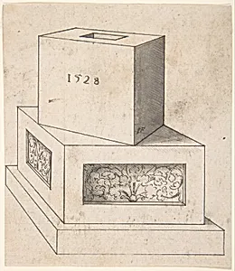 Perspectival Drawing of a Column Base with Cube