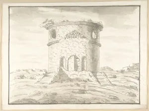 Perspective of a Rendering Round Temple in Ruins (probably Tempio della Speranza)