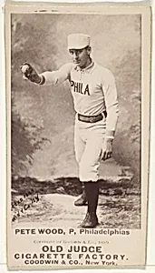 Peter Burke "Pete" Wood, Pitcher, Philadelphia, from the Old Judge series (N172) for Old Judge Cigarettes by Goodwin & Company