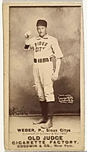 Peter W. Webber, Pitcher, Sioux City Corn Huskers, from the Old Judge series (N172) for Old Judge Cigarettes by Goodwin & Company