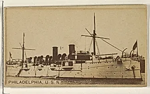 Philadelphia, U.S.N., from the Famous Ships series (N50) for Virginia Brights Cigarettes by Allen & Ginter