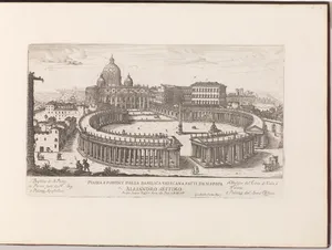 Piazza e Portici della Basilica Vaticana from: Il Nuovo Teatro delle Fabbriche, et Edificii, in Prospettiva di Rome Moderna (...)