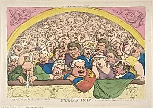 Pidgeon Hole. A Convent Garden Contrivance to Coop up the Gods by Thomas Rowlandson|Thomas Tegg