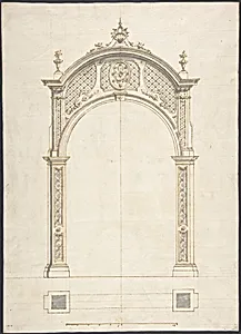 Plan and elevation of a rococo arch
