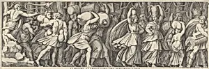 Plate 1: A procession figures walking to the right carrying various objects by Pietro Santi Bartoli|Polidoro da Caravaggio|Giovanni Giacomo De Rossi
