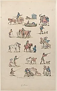 Plate 1, Outlines of Figures, Landscapes and Cattle...for the Use of Learners by S. W. Fores|Thomas Rowlandson