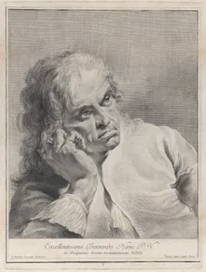 Plate 1: Pensive man resting his head on his hand; from 'Icones ad vivum expressae' after Giovanni Battista Piazzetta