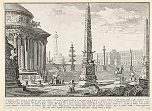 Plate 10: 'The ancient Capitol ascended by approximately one hundred steps [...]' (Campidoglio antico a cui si ascendeva per circa cento gradini [...]), from the series 'Part one of architecture and perspectives: drawn and etched by Gio. Batt'a Piranesi, Venetian Architect: dedicated to Nicola Giobbe' (Prima parte di Architetture, e prospettive inventate, ed incise da Gio. Batt'a Piranesi Architetto Veneziano dedicate al Sig. Nicola Giobbe) by Giovanni Battista Piranesi