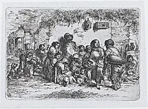 Plate 11: a group of people outdoors, from the series of customs and pastimes of the Spanish people by Francisco Lameyer y Berenguer