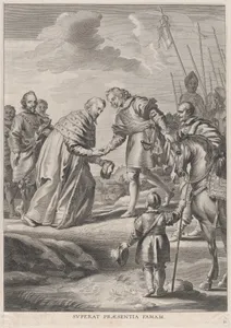 Plate 11: Ferdinand greeted by the Elector of Cologne; from Guillielmus Becanus's 'Serenissimi Principis Ferdinandi, Hispaniarum Infantis...'
