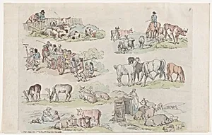 Plate 11, Outlines of Figures, Landscapes and Cattle...for the Use of Learners by Thomas Rowlandson|S. W. Fores