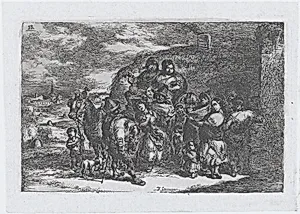 Plate 13: a group of people outdoors including possibly musicians, from the series of customs and pastimes of the Spanish people by Francisco Lameyer y Berenguer