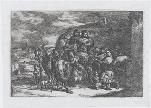 Plate 13: a group of people outdoors including possibly musicians, from the series of customs and pastimes of the Spanish people